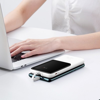 Портативный аккумулятор BASEUS Elf Digital Display 22.5W, 2.4A, 10000 мА⋅ч, белый Портативный аккумулятор BASEUS Elf Digital Display 22.5W, 2.4A, 10000 мА⋅ч, белый