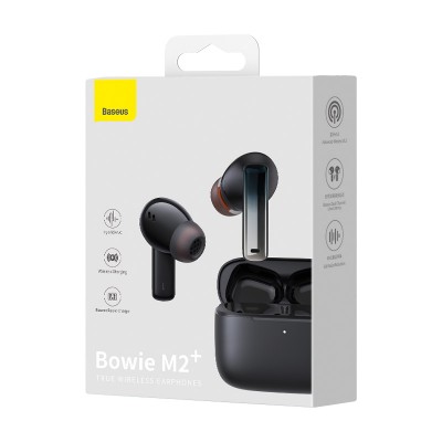 Беспроводные наушники BASEUS Bowie M2+, Bluetooth, 40 мАч, черный Беспроводные наушники BASEUS Bowie M2+, Bluetooth, 40 мАч, черный