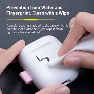 Чехол BASEUS Woven Label Hook для Airpods 1/2, серый, с карабином Чехол BASEUS Woven Label Hook для Airpods 1/2, серый, с карабином