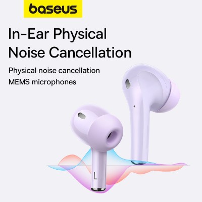 Беспроводные наушники BASEUS Encok W3, Bluetooth, 37 мАч, фиолетовый Беспроводные наушники BASEUS Encok W3, Bluetooth, 37 мАч, фиолетовый