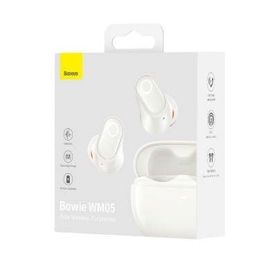 Беспроводные наушники BASEUS Bowie WM05, Bluetooth, 35 мАч, кремовый Беспроводные наушники BASEUS Bowie WM05, Bluetooth, 35 мАч, кремовый
