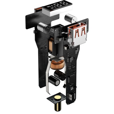 Автомобильное зарядное устройство BASEUS Superme Digital Display, USB+USB-C, 5A, 100W, черный Автомобильное зарядное устройство BASEUS Superme Digital Display, USB+USB-C, 5A, 100W, черный