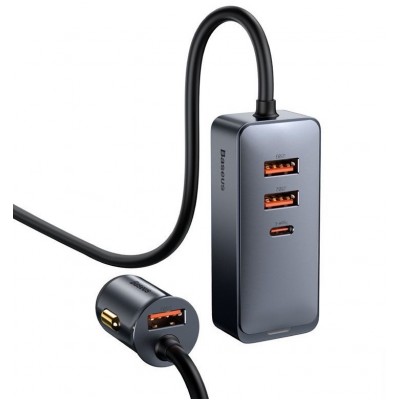 Автомобильное зарядное устройство BASEUS Share Together, USB + разветвитель 3*USB+USB-C, 5A, серый Автомобильное зарядное устройство BASEUS Share Together, USB + разветвитель 3*USB+USB-C, 5A, серый