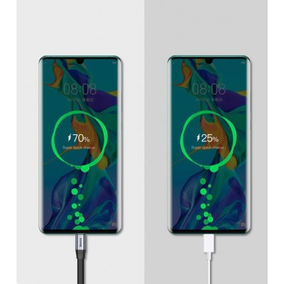 Кабель USB BASEUS Simple HW, USB - Type-C, 5А, 23 см, серый+черный Кабель USB BASEUS Simple HW, USB - Type-C, 5А, 23 см, серый+черный