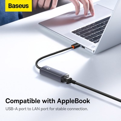 Переходник/Адаптер BASEUS Lite Series Ethernet Adapter (Aluminum Alloy), USB A- RJ45 (1000Mbps), серый Переходник/Адаптер BASEUS Lite Series Ethernet Adapter (Aluminum Alloy), USB A- RJ45 (1000Mbps), серый