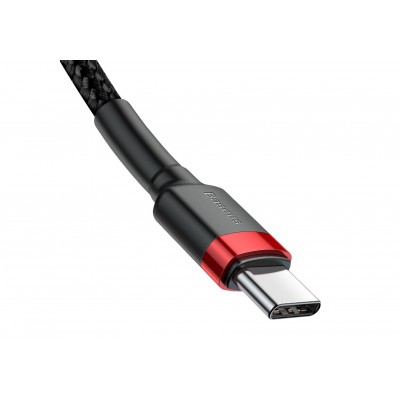 Кабель USB-C BASEUS Cafule, Type-C - Type-C, 3A, 1 м, красный+черный Кабель USB-C BASEUS Cafule, Type-C - Type-C, 3A, 1 м, красный+черный