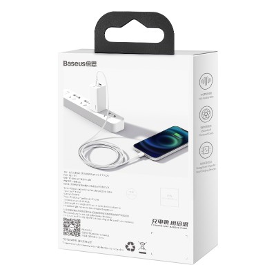 Кабель USB-C BASEUS Superior Series Fast Charging, Type-C - Lightning, 20W, 2 м, белый Кабель USB-C BASEUS Superior Series Fast Charging, Type-C - Lightning, 20W, 2 м, белый