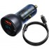 Автомобильное зарядное устройство BASEUS Particular, USB+USB-C + Кабель Type-C-Type-C, 5A, 65W, темно-серый, дисплей Автомобильное зарядное устройство BASEUS Particular, USB+USB-C + Кабель Type-C-Type-C, 5A, 65W, темно-серый, дисплей
