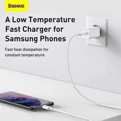 Зарядное устройство BASEUS Super Si USB-C + Кабель Type-C-Type-C, 3A, 25W, белый Зарядное устройство BASEUS Super Si USB-C + Кабель Type-C-Type-C, 3A, 25W, белый