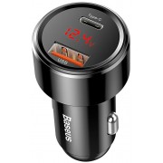 Автомобильное зарядное устройство BASEUS Magic C20C, USB+USB-C, 5A, 45W, черный, дисплей