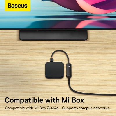 Переходник/Адаптер BASEUS Lite Series Ethernet Adapter, Type-C - RJ45 (1000Mbps), черный Переходник/Адаптер BASEUS Lite Series Ethernet Adapter, Type-C - RJ45 (1000Mbps), черный