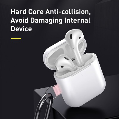 Чехол BASEUS Woven Label Hook для Airpods 1/2, серый, с карабином Чехол BASEUS Woven Label Hook для Airpods 1/2, серый, с карабином