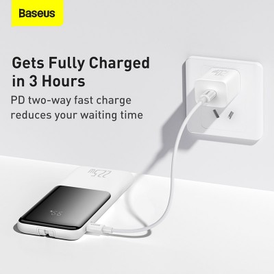 Портативный аккумулятор BASEUS Elf Digital Display 22.5W, 2.4A, 10000 мА⋅ч, белый Портативный аккумулятор BASEUS Elf Digital Display 22.5W, 2.4A, 10000 мА⋅ч, белый