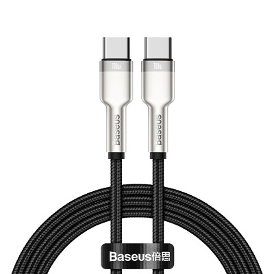 Кабель USB-C BASEUS Cafule Series Metal, Type-C - Type-C, 5A, 100W, 1 м, черный Кабель USB-C BASEUS Cafule Series Metal, Type-C - Type-C, 5A, 100W, 1 м, черный