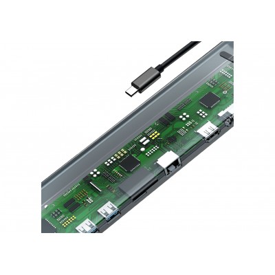 Переходник/Адаптер BASEUS Enjoyment, Разветвитель, Type-C - 3xUSB3.0 + HDMI + VGA + TF/SD + RJ45 + PD + 3.5mm, темно-сер Переходник/Адаптер BASEUS Enjoyment, Разветвитель, Type-C - 3xUSB3.0 + HDMI + VGA + TF/SD + RJ45 + PD + 3.5mm, темно-сер