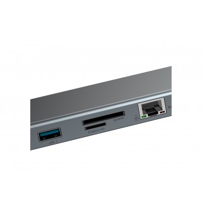 Переходник/Адаптер BASEUS Enjoyment, Разветвитель, Type-C - 3xUSB3.0 + HDMI + VGA + TF/SD + RJ45 + PD + 3.5mm, темно-сер Переходник/Адаптер BASEUS Enjoyment, Разветвитель, Type-C - 3xUSB3.0 + HDMI + VGA + TF/SD + RJ45 + PD + 3.5mm, темно-сер