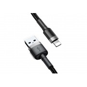 Кабель USB BASEUS Cafule, USB - Lightning, 2.4А, 1 м, серый+черный