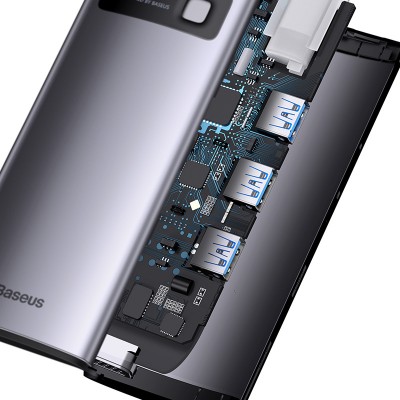 Переходник/Адаптер BASEUS Starjoy Series 6-in-1, Разветвитель, Type-C - 3xUSB3.0+ HDMI+PD+VGA, серый Переходник/Адаптер BASEUS Starjoy Series 6-in-1, Разветвитель, Type-C - 3xUSB3.0+ HDMI+PD+VGA, серый