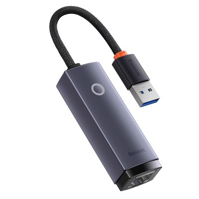 Переходник/Адаптер BASEUS Lite Series Ethernet Adapter (Aluminum Alloy), USB A- RJ45 (1000Mbps), серый Переходник/Адаптер BASEUS Lite Series Ethernet Adapter (Aluminum Alloy), USB A- RJ45 (1000Mbps), серый