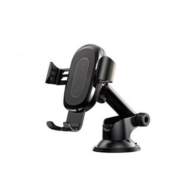 Автомобильный держатель BASEUS Gravity Car Mount, с беспроводной зарядкой, 2A, 10W, черный, на присоске Автомобильный держатель BASEUS Gravity Car Mount, с беспроводной зарядкой, 2A, 10W, черный, на присоске
