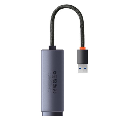Переходник/Адаптер BASEUS Lite Series Ethernet Adapter (Aluminum Alloy), USB A- RJ45 (1000Mbps), серый Переходник/Адаптер BASEUS Lite Series Ethernet Adapter (Aluminum Alloy), USB A- RJ45 (1000Mbps), серый