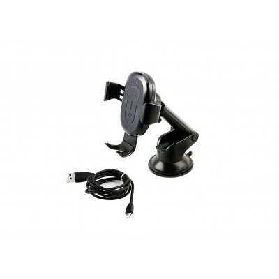 Автомобильный держатель BASEUS Gravity Car Mount, с беспроводной зарядкой, 2A, 10W, черный, на присоске Автомобильный держатель BASEUS Gravity Car Mount, с беспроводной зарядкой, 2A, 10W, черный, на присоске
