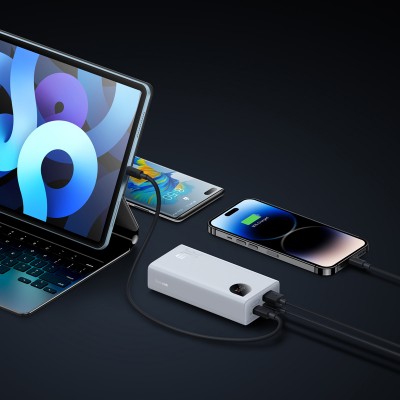 Портативный аккумулятор BASEUS Adaman2 Digital Display Fast Charge 30W OS, 3A, 10000 мА⋅ч, белый, быстрая зарядка, диспл Портативный аккумулятор BASEUS Adaman2 Digital Display Fast Charge 30W OS, 3A, 10000 мА⋅ч, белый, быстрая зарядка, диспл