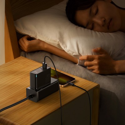 Зарядное устройство BASEUS GaN5 Pro Fast Charger USB+Type-C + Кабель Type-C-Type-C, 5A, 100W, черный Зарядное устройство BASEUS GaN5 Pro Fast Charger USB+Type-C + Кабель Type-C-Type-C, 5A, 100W, черный