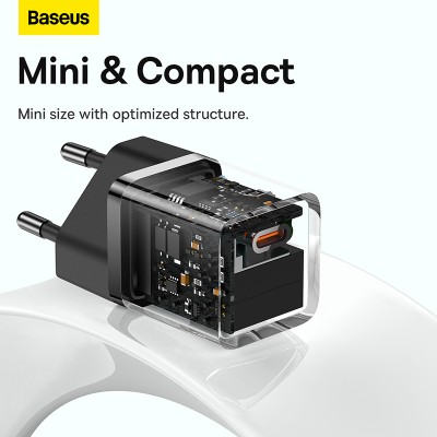 Зарядное устройство BASEUS GaN5 Fast Charger(mini) USB-C, 3A, 30W, черный Зарядное устройство BASEUS GaN5 Fast Charger(mini) USB-C, 3A, 30W, черный