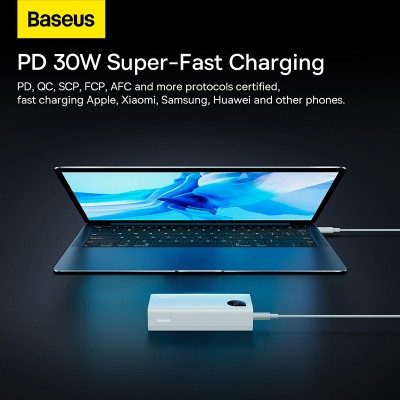 Портативный аккумулятор BASEUS Adaman2 Digital Display Fast Charge 30W OS, 3A, 10000 мА⋅ч, белый, быстрая зарядка, диспл Портативный аккумулятор BASEUS Adaman2 Digital Display Fast Charge 30W OS, 3A, 10000 мА⋅ч, белый, быстрая зарядка, диспл