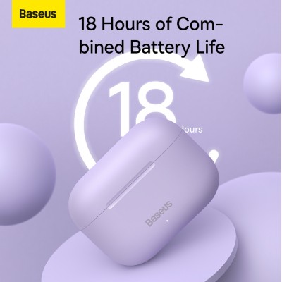 Беспроводные наушники BASEUS Encok W3, Bluetooth, 37 мАч, фиолетовый Беспроводные наушники BASEUS Encok W3, Bluetooth, 37 мАч, фиолетовый