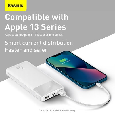 Портативный аккумулятор BASEUS Bipow Digital Display 15W, 3A, 10000 мА⋅ч, белый, с кабелем micro Портативный аккумулятор BASEUS Bipow Digital Display 15W, 3A, 10000 мА⋅ч, белый, с кабелем micro