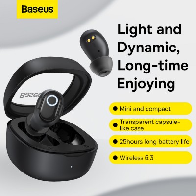 Беспроводные наушники BASEUS WM02, Bluetooth, 40 мАч, черный Беспроводные наушники BASEUS WM02, Bluetooth, 40 мАч, черный