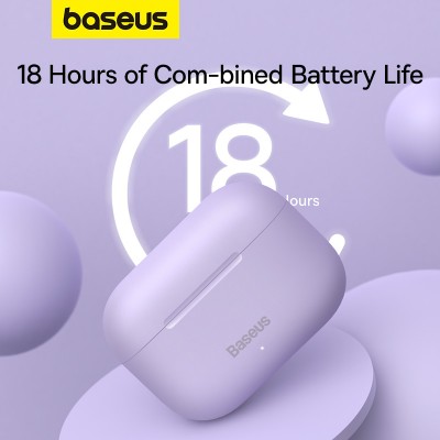 Беспроводные наушники BASEUS Encok W3, Bluetooth, 37 мАч, фиолетовый Беспроводные наушники BASEUS Encok W3, Bluetooth, 37 мАч, фиолетовый