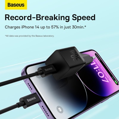 Зарядное устройство BASEUS GaN5 Fast Charger(mini) USB-C, 3A, 30W, черный Зарядное устройство BASEUS GaN5 Fast Charger(mini) USB-C, 3A, 30W, черный