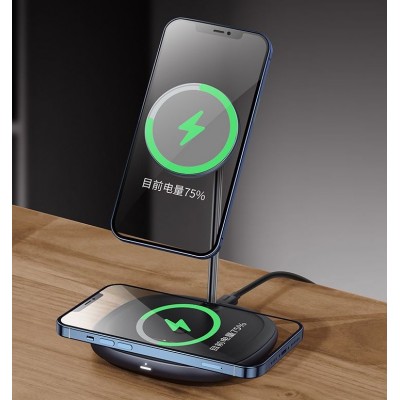 Беспроводное зарядное устройство BASEUS Swan 2-in-1 Wireless Magnetic Charging Bracket + Кабель USB-Type-C, 2A, 10W, чер Беспроводное зарядное устройство BASEUS Swan 2-in-1 Wireless Magnetic Charging Bracket + Кабель USB-Type-C, 2A, 10W, чер