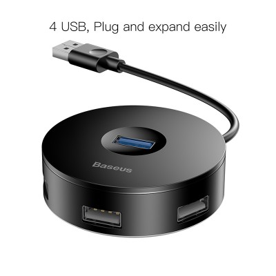 Переходник/Адаптер BASEUS Round Box, Разветвитель, USB - 1xUSB3.0 + 3xUSB2.0, 25 см, черный Переходник/Адаптер BASEUS Round Box, Разветвитель, USB - 1xUSB3.0 + 3xUSB2.0, 25 см, черный