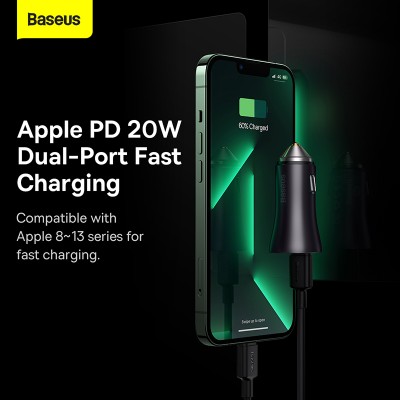 Автомобильное зарядное устройство BASEUS Golden Contactor Max Dual Fast Charger, 2*USB-C, 5A, 40W, темно-серый Автомобильное зарядное устройство BASEUS Golden Contactor Max Dual Fast Charger, 2*USB-C, 5A, 40W, темно-серый