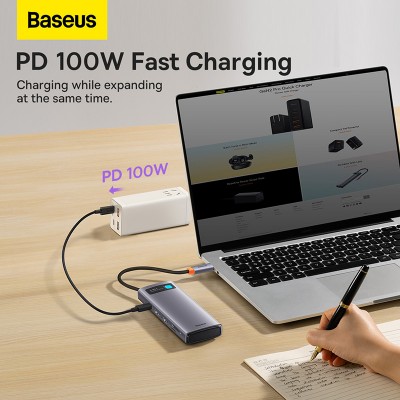Переходник/Адаптер BASEUS Starjoy Series 8-in-1, Разветвитель, Type-C - 3xUSB3.0+ 2*HDMI+PD+SD/TF, серый Переходник/Адаптер BASEUS Starjoy Series 8-in-1, Разветвитель, Type-C - 3xUSB3.0+ 2*HDMI+PD+SD/TF, серый
