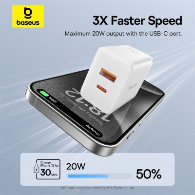 Зарядное устройство BASEUS Cube Fast Charger USB+Type-C, 20W, белый Зарядное устройство BASEUS Cube Fast Charger USB+Type-C, 20W, белый