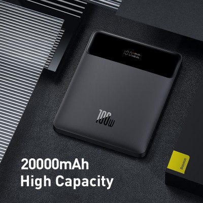 Портативный аккумулятор BASEUS Blade Power Digital Display Fast Charging 100W, 5A, 20000 мА⋅ч, черный, с дисплеем Портативный аккумулятор BASEUS Blade Power Digital Display Fast Charging 100W, 5A, 20000 мА⋅ч, черный, с дисплеем