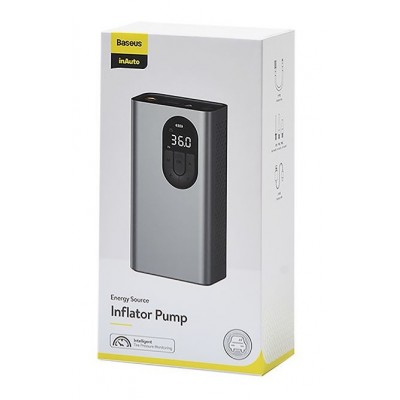 Автомобильный компрессор BASEUS Energy Source Inflator Pump, портативный 54Вт, 2.4A, 2400 мАч, тусклый, фонарик, дисплей Автомобильный компрессор BASEUS Energy Source Inflator Pump, портативный 54Вт, 2.4A, 2400 мАч, тусклый, фонарик, дисплей