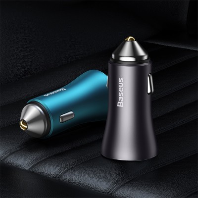 Автомобильное зарядное устройство BASEUS Golden Contactor Max Dual, 2*USB, 8A, 60W, темно-серый Автомобильное зарядное устройство BASEUS Golden Contactor Max Dual, 2*USB, 8A, 60W, темно-серый