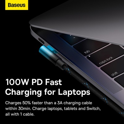 Кабель USB-C BASEUS MVP 2 Elbow-shaped Fast Charging, Type-C - Type-C, 100W, 2 м, черный+синий, угловой Кабель USB-C BASEUS MVP 2 Elbow-shaped Fast Charging, Type-C - Type-C, 100W, 2 м, черный+синий, угловой