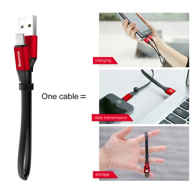 Кабель USB BASEUS Nimble Portable, USB - Lightning, 2А, 23 см, черный+красный Кабель USB BASEUS Nimble Portable, USB - Lightning, 2А, 23 см, черный+красный