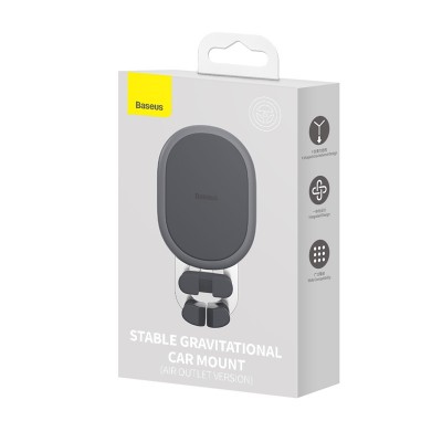 Автомобильный держатель BASEUS Stable Gravitational (Air Outlet version), черный, на воздуховод Автомобильный держатель BASEUS Stable Gravitational (Air Outlet version), черный, на воздуховод