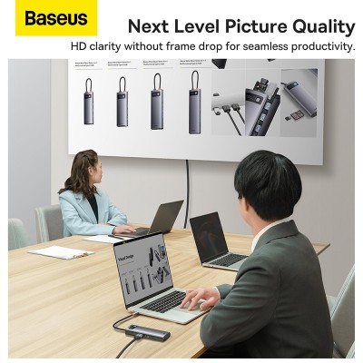 Переходник/Адаптер BASEUS Starjoy Series 8-in-1, Разветвитель, Type-C - 3xUSB3.0+ 2*HDMI+PD+SD/TF, серый Переходник/Адаптер BASEUS Starjoy Series 8-in-1, Разветвитель, Type-C - 3xUSB3.0+ 2*HDMI+PD+SD/TF, серый