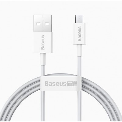 Кабель USB BASEUS Superior Series Fast Charging, USB - MicroUSB, 2А, 1 м, белый Кабель USB BASEUS Superior Series Fast Charging, USB - MicroUSB, 2А, 1 м, белый