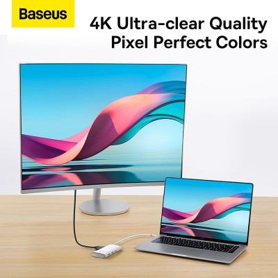 Переходник/Адаптер BASEUS Lite Series 6-Port, Разветвитель, Type-C - 2*USB3.0+HDMI+Type-C Data+SD/TF, белый Переходник/Адаптер BASEUS Lite Series 6-Port, Разветвитель, Type-C - 2*USB3.0+HDMI+Type-C Data+SD/TF, белый