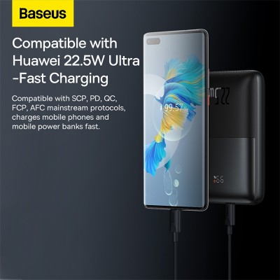Портативный аккумулятор BASEUS Bipow Pro Digital Display Fast Charge 22.5W, 3A, 20000 мА⋅ч, черный Портативный аккумулятор BASEUS Bipow Pro Digital Display Fast Charge 22.5W, 3A, 20000 мА⋅ч, черный